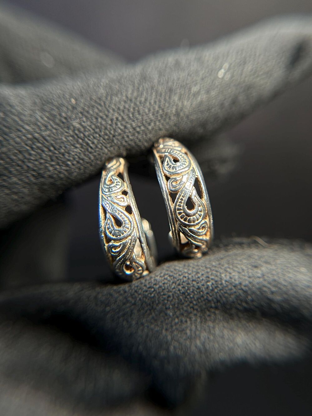Sterling Silver Ornate Filigree Hoop Earrings